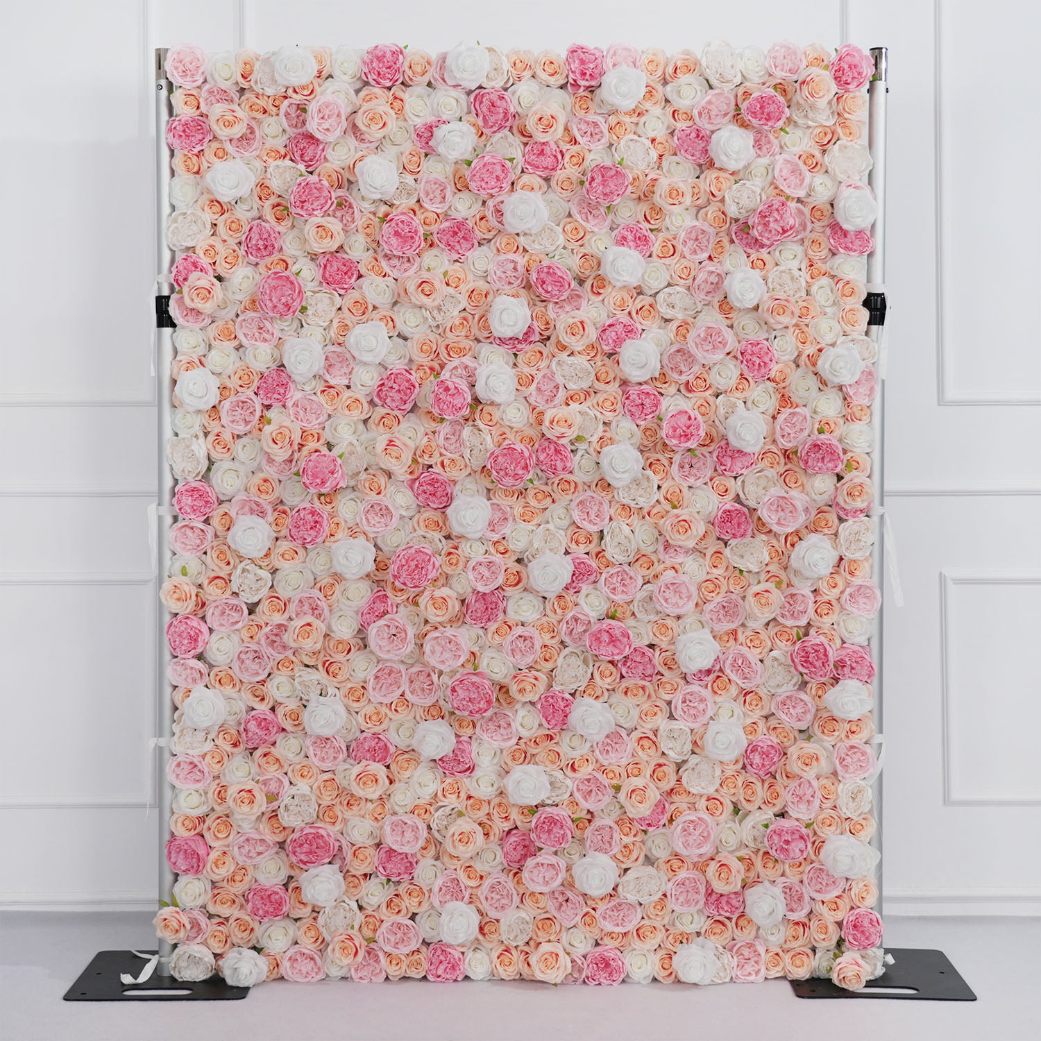 Artificial Pink White Fabric Rolling Up 5D Flower Wall Wedding Decor picture 1
